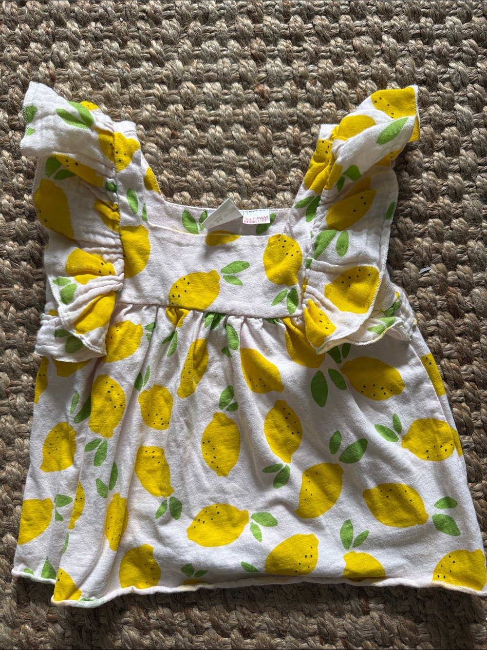 Zara White Lemon Print Ruffle Sleeve Top